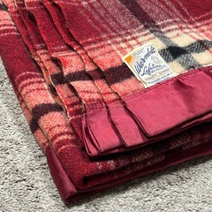 VTG Warmbilt Lifetime Blanket Minnesota Woolen Co Red Wool Plaid Blanket 87×71
