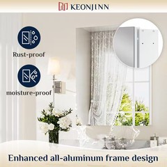 KeonJinn 16 in. W x 26 in. H Rectangular Frameless Aluminum White Recessed or Su