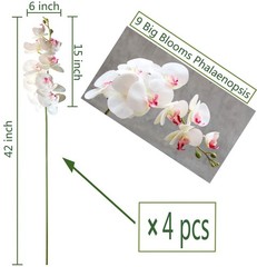 9 Heads Artificial Phalaenopsis Flowers 4 Pcs Artificial Orchid Flowers 42 in…
