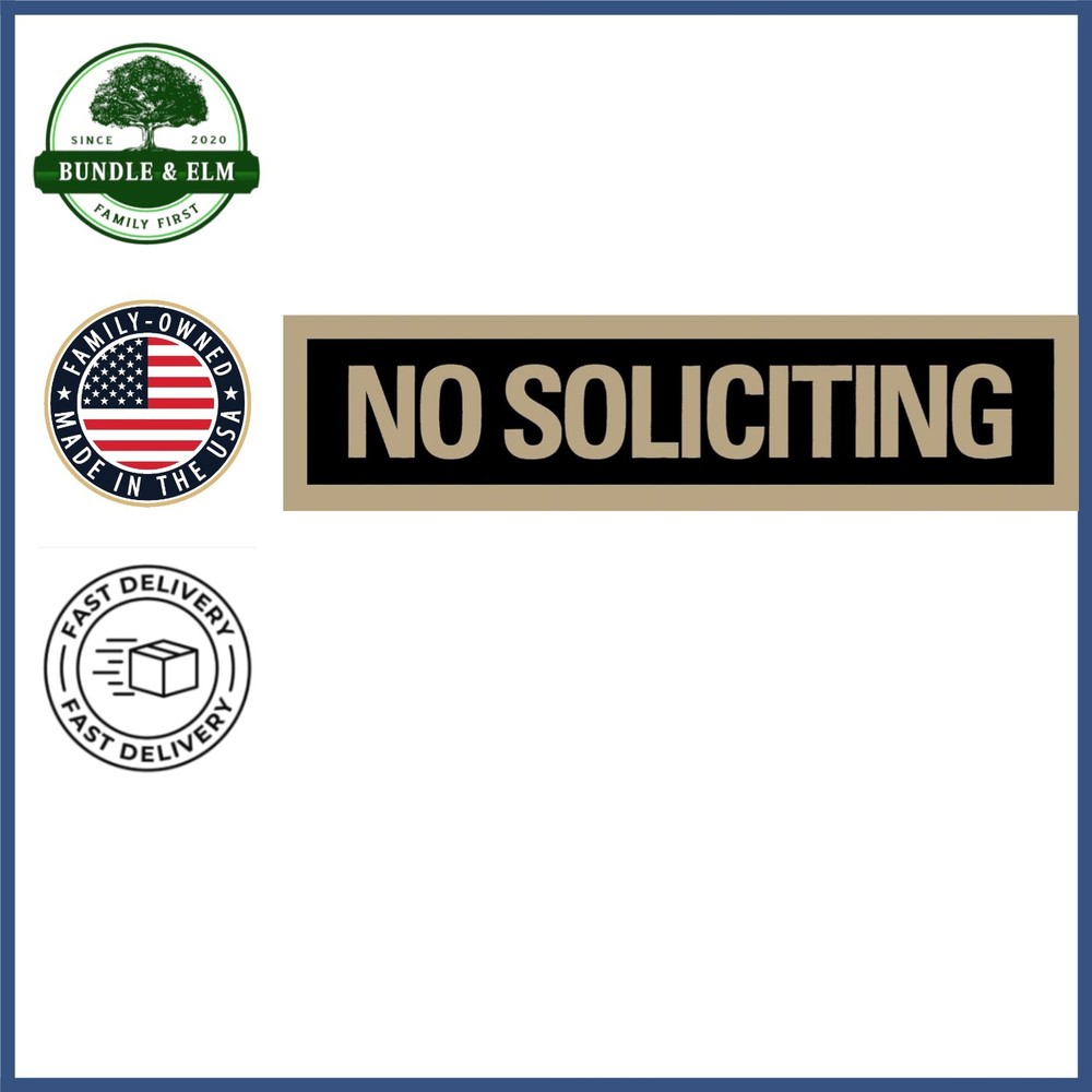 Self-Stick No Soliciting Sign for Doors and Windows, 2×8 Inches, Durable Vinyl