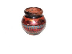 Vtg Native American Indian Horsehair Pottery Vase Signed AG