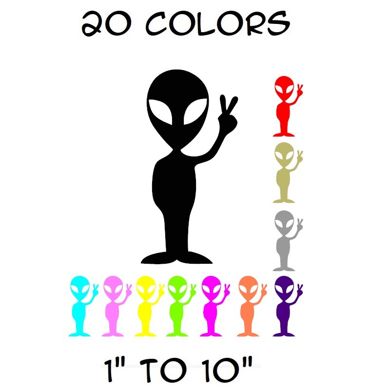 Alien Sticker Vinyl Decal – UFO Space Peace Sci Fi Funny Car Window Bumper Decor