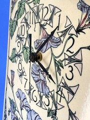 Santa Barbara Ceramic Design Vintage Floral Ceramic Rectangular Wall Clock 1988