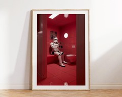 Stormtrooper Red Funny Bathroom Poster Wall Art Decor