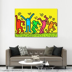Keith Haring Dancers Framed Canvas Wall Art American Street Graffiti Posters