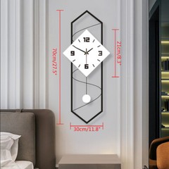 Modern Pendulum Wall Clock with Silent Movement,Metal+Solid Wood Wall Decor GOOD