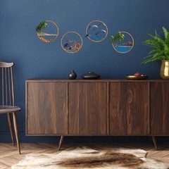 Metal Beach Themed Wall Decor Set of 4, Metal Frame Coastal Metal Wall Art wi…
