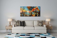 0 3D Hand Painted Abstract Landscape Art – 48×24 Romantic Canvas Wall Decor