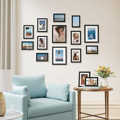 15 Pack Collage Picture Frames for Wall Decor & Tabletop – Mountable Multi