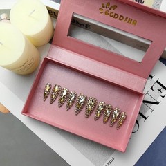 GGddsha Full Diamond Medium Almond Press On NailsReusable PMMA Acrylic Handmade