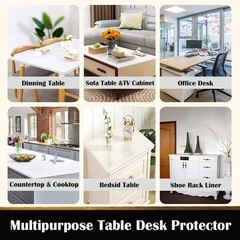 Leoewo Rectangular Clear Table Protector Crystal Plastic Table Pads Vinyl