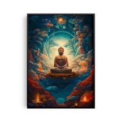 Stone Ancient Buddha Meditation Wall Art | Serene Landscape Canvas Print | Zen H