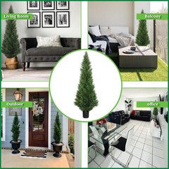 5ft Outdoor Artificial Cedar Topiary Trees in Pots – Set of 2