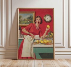 Retro Kitchen Lemon Poster Vintage 1950s Pop Art Print Funny Housewife.Unframed