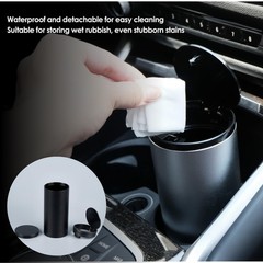Car Trash Can With Lid – Leakproof Mini Garbage Can, Aluminum Alloy Bin, Acce…