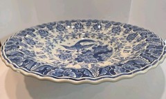 Delfts Blauw RAM Huge 21 Inch Charger Bird Of Paradise Butterfly Scalloped Rim
