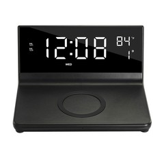 SUPERSONIC SC-6025QI Dual Alarm Clock with 2-in-1 Wireless Charging