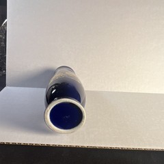 Blue Glossy Decorative Floral Bottle-Shaped Flower Vase, Free Standing
