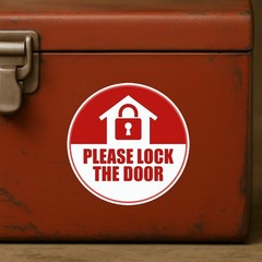 Please Lock the Door Stickers: Waterproof Vinyl Warning Labels, 4-Pack