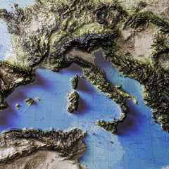 Real 3D raised relief map of Europe – with touchable mountain peaks.