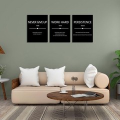 Inspirational Canvas Wall Art, Motivational Office Wall Decor, 3 Pieces Black…