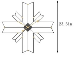 Cross Polygon Metal Oversized Clock, for Living Room, Kitchen, Bedroom Wall…