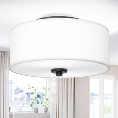 2-Light Flush Mount Ceiling Light Fixture, 12” Modern Close to Ceiling Lig