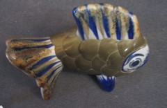 VTG Japanese Ceramic & Brass Fish 6½» Owned by Veteran of Famous Nisei Regiment