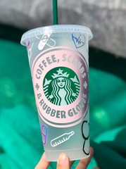 Coffee, scrubs and rubber gloves cup Starbucks 24 oz. nurse cold cup Custom