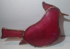 Suncatcher – Cardinal Bird 6″ Plastic Acrylic w Copper Sun Catcher ; Red Robin