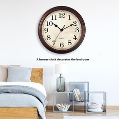 HYLANDA Wall Clock, 9 Inch Silent Non Ticking Classic Battery Operated Clocks, D