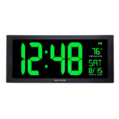 18 In. Large LED Clock with Indoor Temperature in Green Display