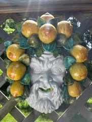 Vintage Italian Folk Art Lg. Mask, Bacchus Crowned by Lemons, from Amalfi Coast
