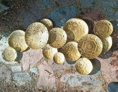 RARE VTG UNUSED art GOLD DISCS/platters welded wall art wall deco 44 in x 26 in