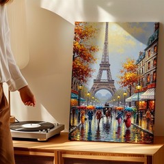 Wall Art Eiffel Tower Paris Street Rainy Day Canvas Print Cityscape Home Decor