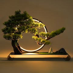 Realistic Simulation Bonsai Artificial Tree with LED Lamp Ring for Home USB 8W