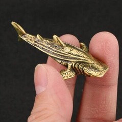 Brass Shark Animal Statue Small Sculpture Tabletop Figurine Home Decor Gifts
