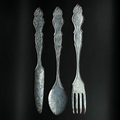 Extra Large Galvanized Metal Fork Spoon Knife Farmhouse Kitchen Wall Hanging Set