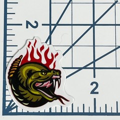 Flaming Rattlesnake Vinyl Sticker Snake Head Fire Decal Hot Rod Biker Novelty