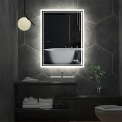 Rectangle Slim LED Bathroom Mirror Hanging Makeup Mirror Demister Sensor Switch