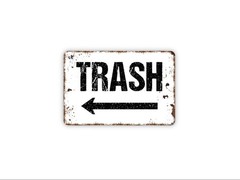 Trash With Arrow Sign | Garbage Waste Disposal Direction Sign | Metal Sign
