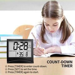 Betus Digital Travel Alarm Clock – Foldable LCD Clock – Compact Desk Clock Black