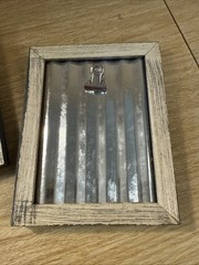 2 Farmhouse Style 6″ Picture Frames 2” X 3” Photo Wood Tin Metal Clip Rustic