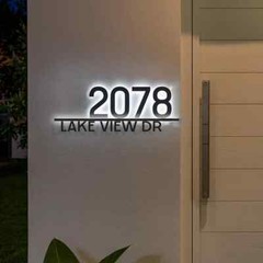 Custom Backlit House Numbers Illuminated Address Sign LED address Plaque