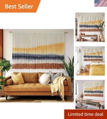 Extra Large Dip-Dyed Macrame Wall Hanging – Boho Coastal Tapestry 57″x35″