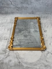 Vintage Style Gold Ornate Framed Rectangle Accent Mirror Wall Mounted 17.5 x 12″