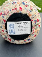 VTG Granny Patch Weighted Doorstop Handmade Doll Grannycore County Farm Cottage