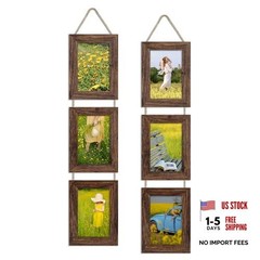 4×6 Collage Picture Frames Set of 2, Rustic Wooden Real 4×6 in Distressed Brown