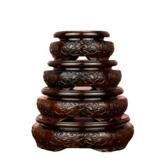 Ebony Wooden Base Embossed Bonsai Flowerpot Display Stand Pedestal Vintage Decor
