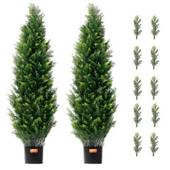 VEVOR 2 Pack 4′ Artificial Cedar Topiary Tree Faux Plant UV Decor In/Outdoor
